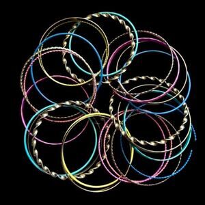 NWT Gold/ Pink/ Blue/ Turquoise Toned Metal Bangle Bracelet Set (24 Bangles)